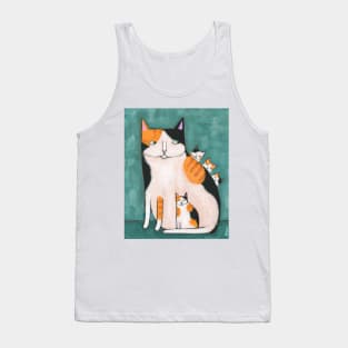 Calico Mama Cat and Kittens Tank Top